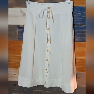 a new day White Midi Button-Front Skirt